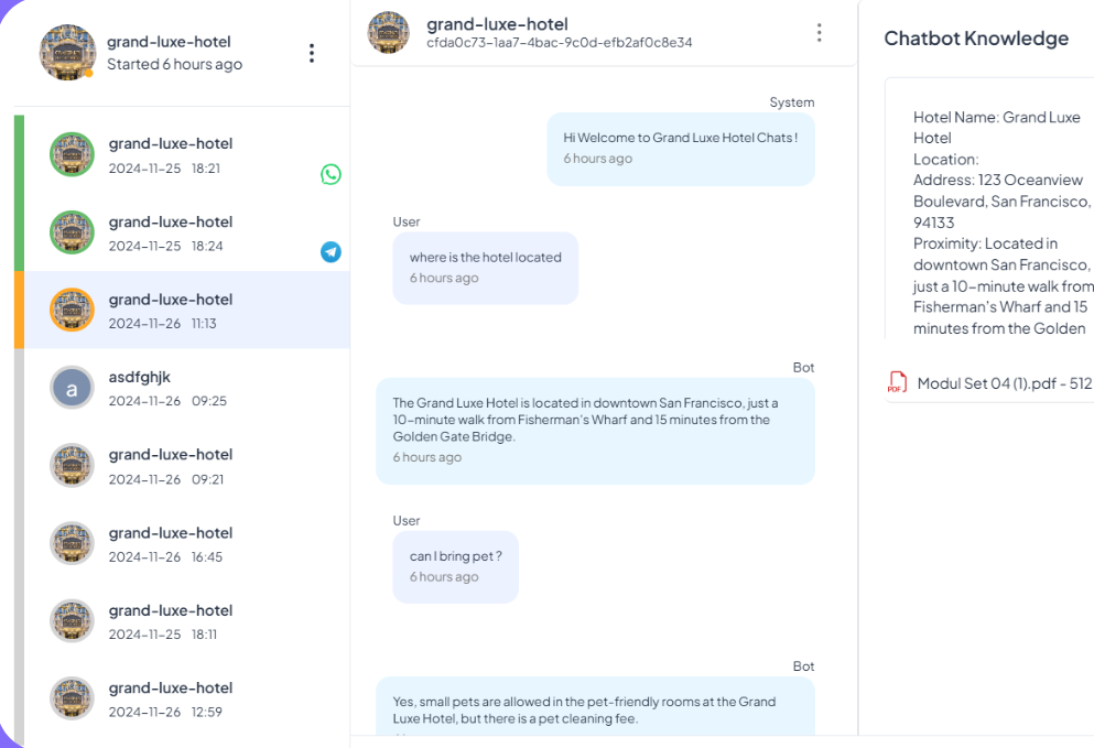 AI Chatbot Interface Dashboard